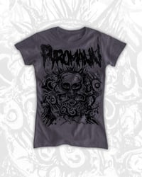 Pyromann skull T-Shirt Ladies Grey