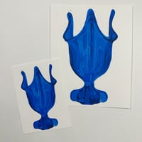 Reproduction Linocut Print - blue Viking glass