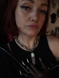 Image 2 of Fox tooth and rose quartz chunky chain 