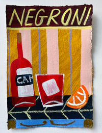Negroni on ochre and burgundy stripes