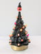 Image of Black Ceramic Lighted Halloween Tree With Gold Base and Various Ornaments