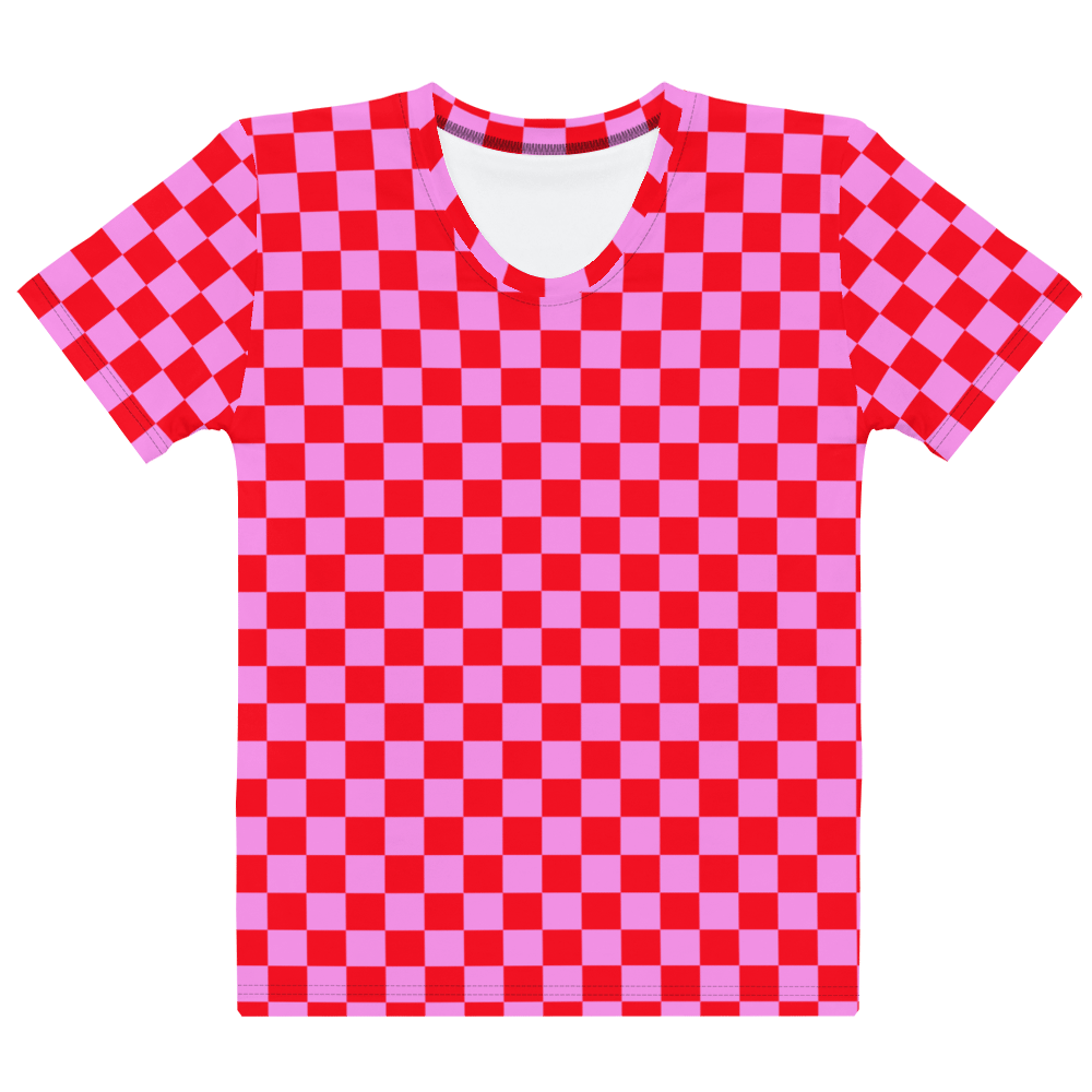 Pink Red Checker Women's Tee