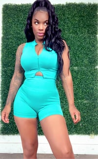 Image 3 of SnapBack 2pc biker shorts set ( teal green)