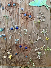 Image 7 of Sterling Woven Luna Moth Earrings with Peridot