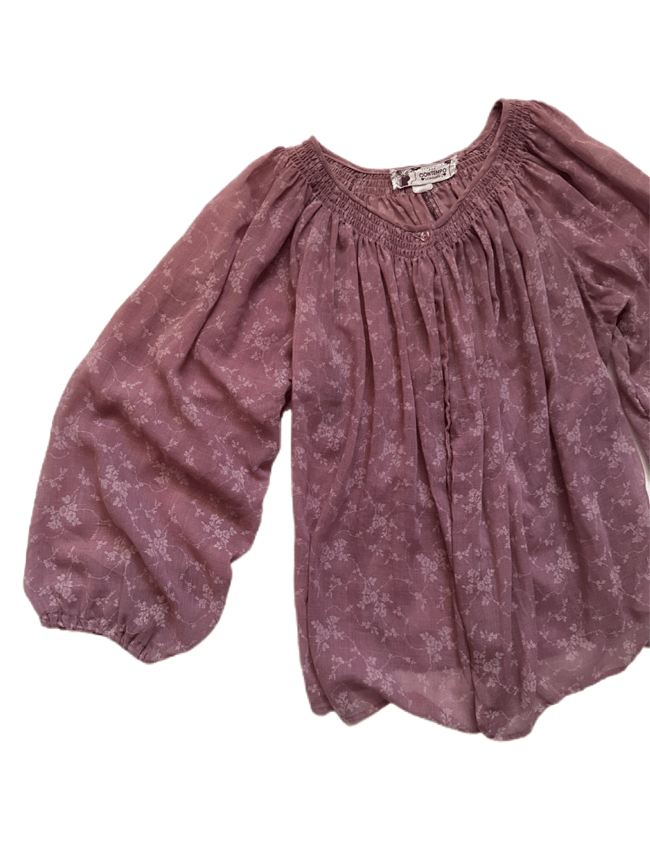 70s dusty rose voile poet sleeve blouse 