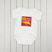 Image 3 of Baby jersey bodysuit (God loves you loads)