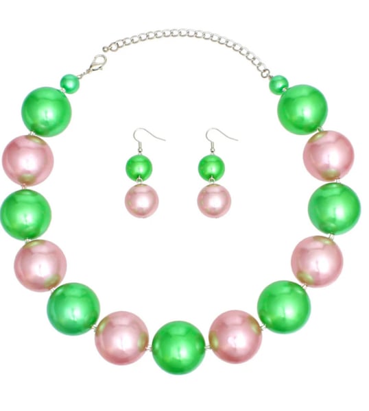 Image of Pink Green  Bubble Gum 30mm Jumbo Pearl Set
