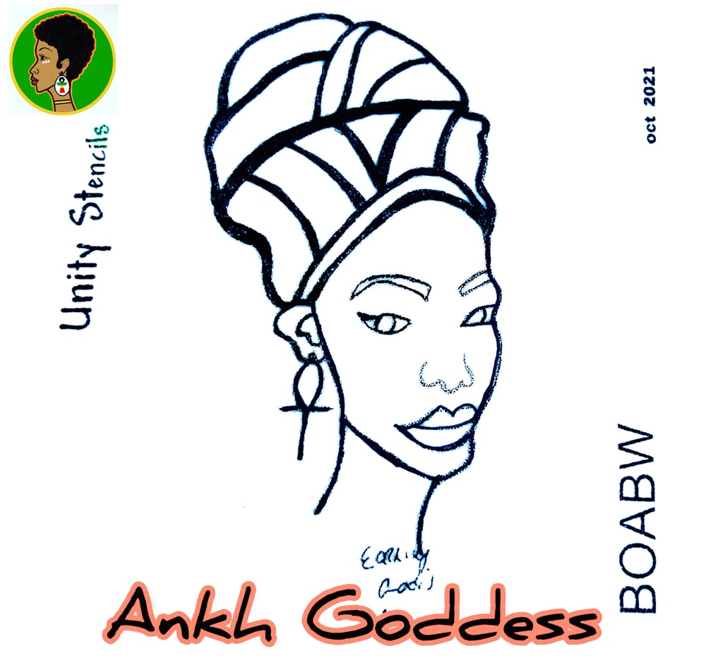 Image of Unity’s Stencils: Ankh Goddess, Empress Blue Lips, Loc Godis Protection Godis