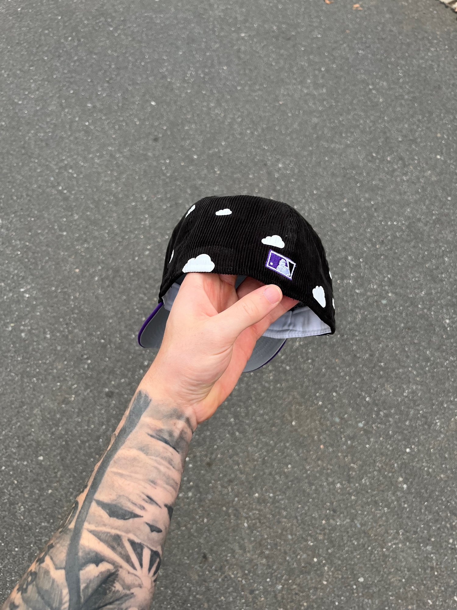 Image of  MULTI TONE BLACK PURPLE CORDUROY COLORADO ROCKIES CUSTOM FITTED CAP