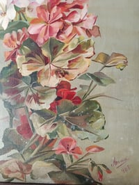 Image 3 of Peinture à l'huile, géranium en fleur 