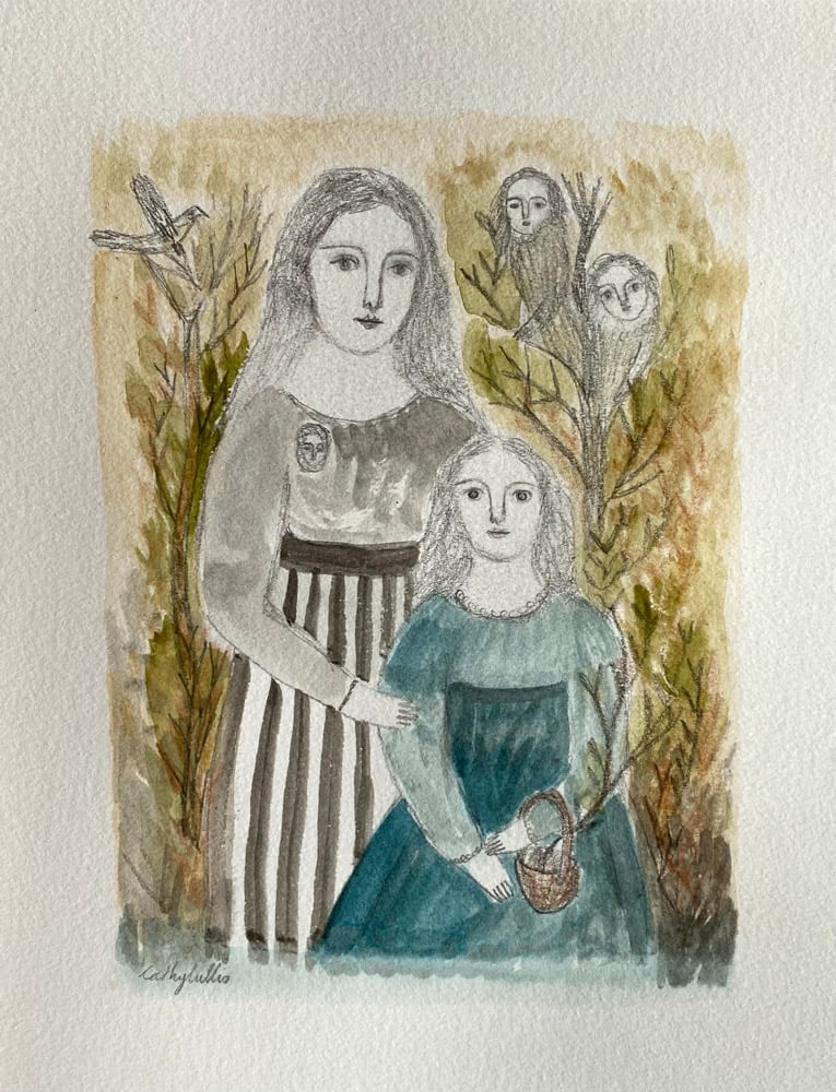 Image of meadow sisters - original mixed media artwork