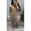 Beige 5 Gold Button Co Ord 