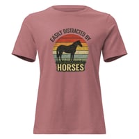Image 2 of Women's Relaxed T-Shirt, Easily Distracted By Horses Tee