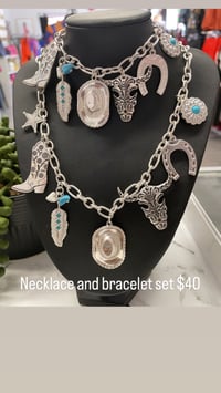 Silver Cowboy necklace and bracelet set 
