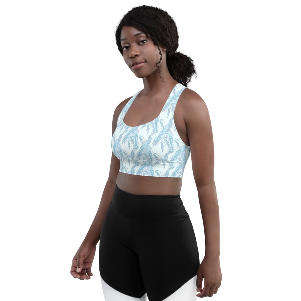 Image of Willow leafs blue blue Longline sports bra