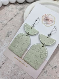 Image 2 of Embossed Mint Arch Earrings