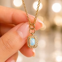 Image 1 of Petite Aurora Opal Halo Necklace 