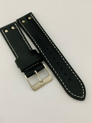 Image of Heavy duty stitched leather Gents watch strap,Genuine Fortis S/S buckle.22mm(FT-05)