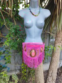 Image 4 of Dolly Bum bag suede fringe tassels HOT PINK and Moroccan Stone