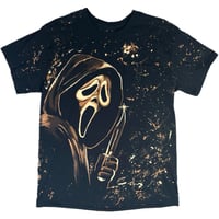 Image 1 of “GHOSTFACE #1” Custom Bleach Painted Pocket T-shirt LARGE