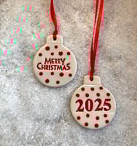 Image 2 of Ceramic Christmas Baubles. Set of 2