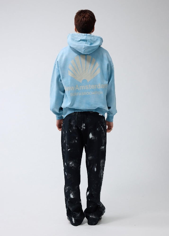 Image of NEW AMSTERDAM SURF ASSOCIATION LOGO HOODIE WASHED BLUE