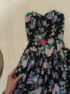 vintage black floral strapless dress