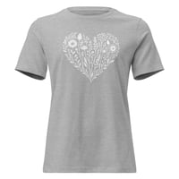 Image 4 of Women's Relaxed T-Shirt, Wildflower Heart T-Shirt | Minimal Floral Heart Graphic Tee