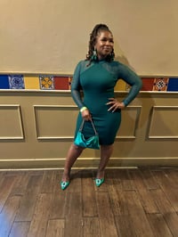 Image 1 of Green Shimmer Sweater Dress