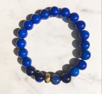 Blue Riverstone and Tiger Eye Beads With Gold Accent