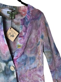 Image 3 of ♻️ UPCYCLED M Sweater Cardigan in Earthy Watercolor Ice Dye