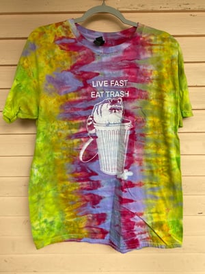 Image of LARGE Live Fast Eat Trash Tie Dye Shirt 1