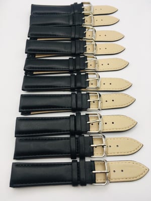 Image of LOTS OF 5 & 10 X PLAIN LEATHER GENTS WATCH STRAPS,18mm/20mm,BLACK,BROWN,TOP QUALITY,NEW.