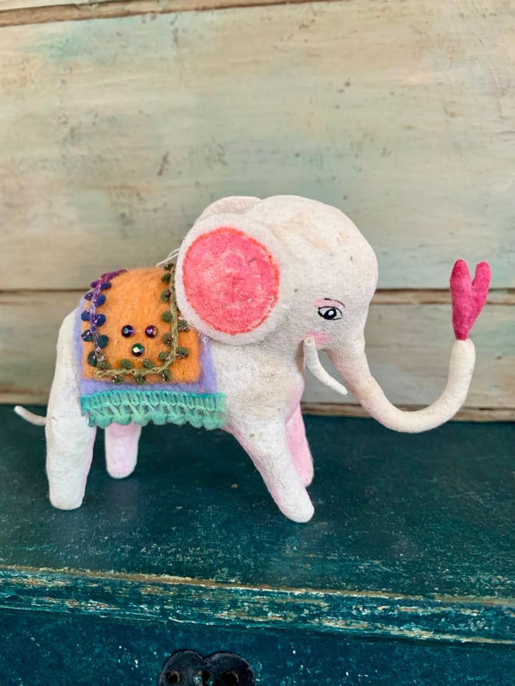 Image of Spun Cotton Elephant Ornament 