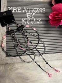 Image 1 of Pink Check2 Large Hoop Earrings 