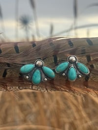 Image 3 of Chilean Turquoise Flower Studs