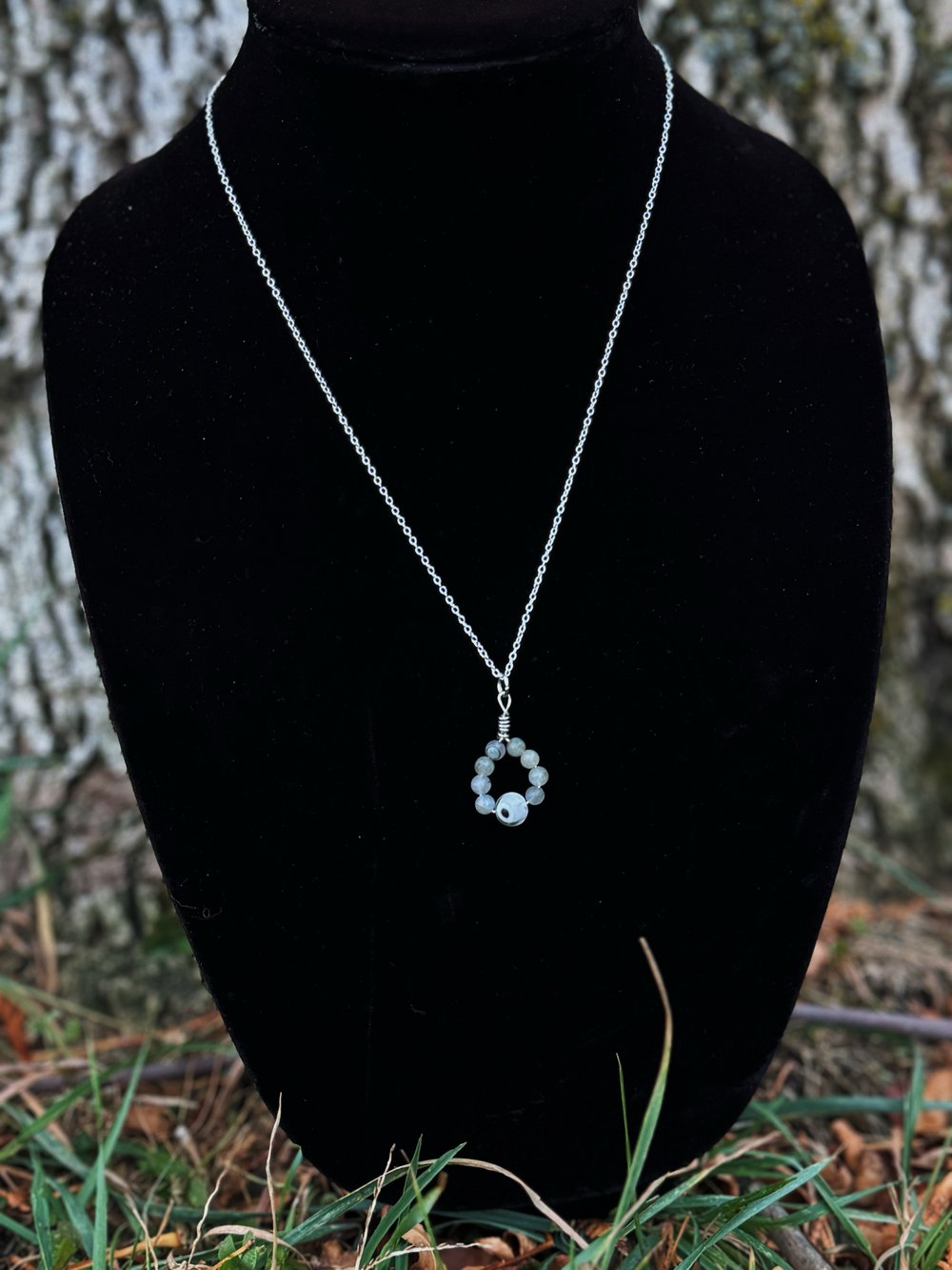 Image of Protection Necklace w/ Nazaar & Labradorite (Sterling Silver plated chain)