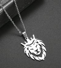 Image 2 of 1pc Hip Hop Lion Head Pendant Necklace 