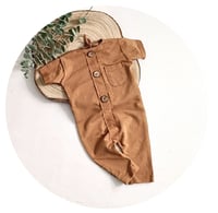 Image 1 of Photoshooting romper | Lorenzo | sleeves | camel brown | sitter boys