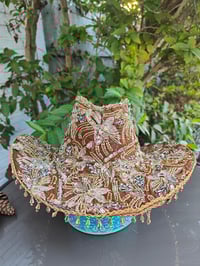 Image 1 of Dolly cowboy hat - recycled sari fabric Brown