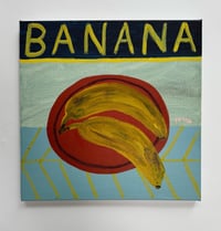 Image 1 of Banana on mint green and blue