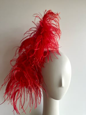 Image of Red ostrich headpiece 