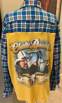 Vintage Blue/Orange/White Flannel Shirt Charlie Daniels Band