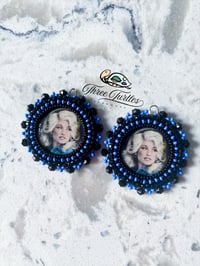 Image 2 of Black & Blue Dolly Earrings (Dangly)