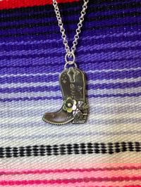 Image 2 of Sterling Cowgirl Boot Necklace