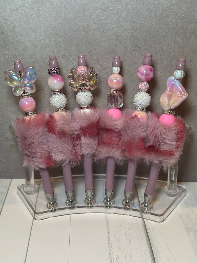 Image of Pink furry Pens / with a ink refill