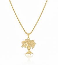 Image 1 of 14k Gold Plated Money Tree Pendant with Rope Chain
