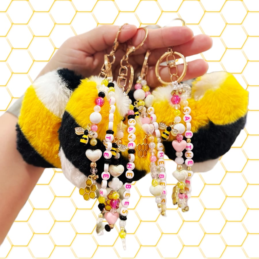 Image of Save the Bees Ready to Ship Keychain