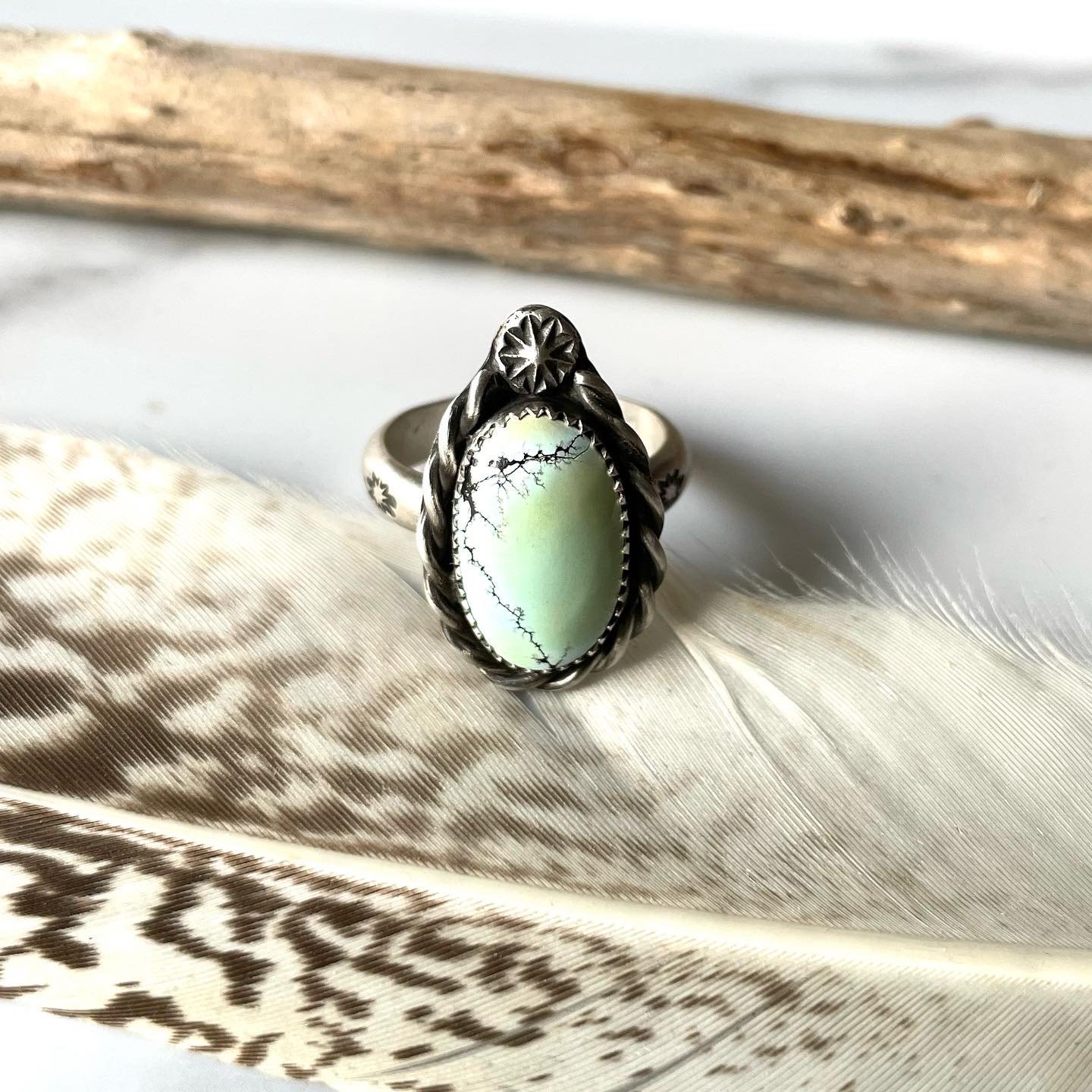 Image of Handmade Giraffe Turquoise Sterling Silver Ring 925