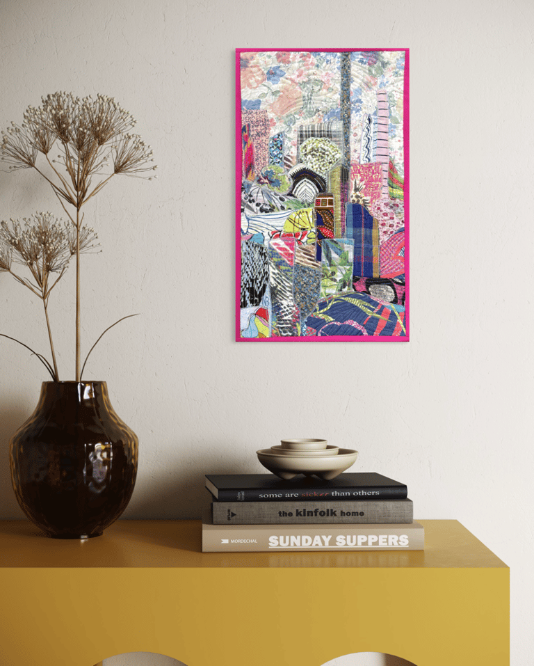 'In the Stone Jungle' - abstract modern art quilt, 44x26cm Image 3